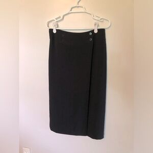 Liz Claiborne Petite Black Pencil Wrap Skirt Full-Length Lined